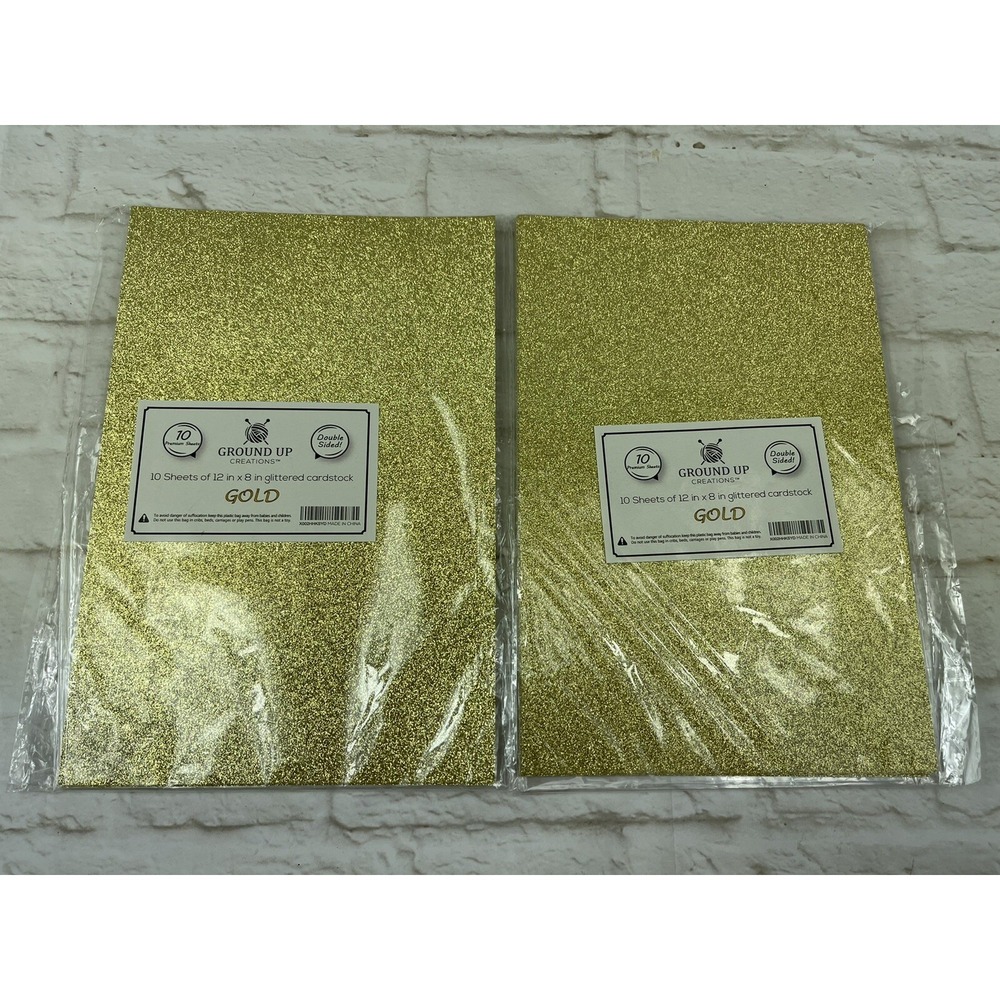 20 Sheets GOLD GLITTERED CARDSTOCK 8"x12" Double Sided Premium Paper